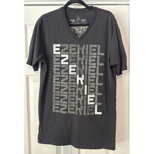 Ezekiel V neck black big spell out XL T shirt Y2K Skater skateboard grunge 1990s